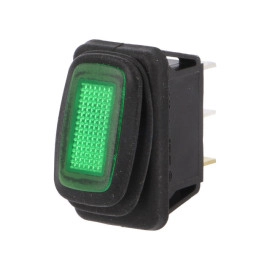 Prekidač vaga ON-OFF 1x3pin 12VDC 16A IP65 zeleni