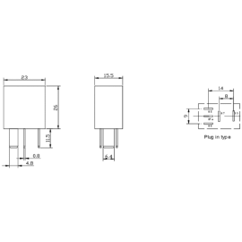 Relej auto 24VDC / 20-25A 1xU; 480R; 50mA