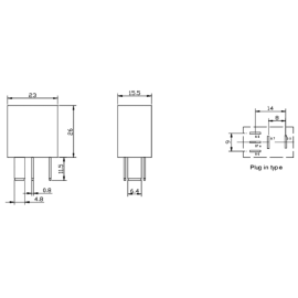 Relej auto 12VDC 25A 1xU 120R 100mA FRC7A-S-DC12V