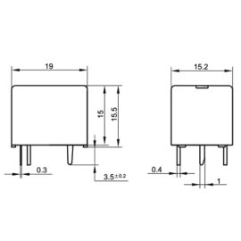 Relej 12VDC 10A 1xU 400R HF3FD/012-HT Hongfa Relay