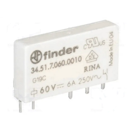Relej 60VDC 6A 1xU 19,7k 34.51.7.060.0010; Finder