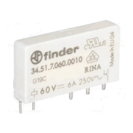 Relej 60VDC 6A 1xU 19,7k 34.51.7.060.0010; Finder