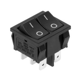 Prekidač vaga ON-OFF 2x3pin dupli 230V 6A crni