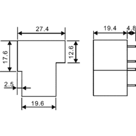 Relej 48VDC 30A 1xU 2560R PCB L90-48W Rayex