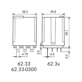 Relej 24VDC 16A 3xU 445R Finder 62.33.9.024.4040