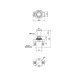 Prekidač potezni ON-OFF 2pin M3 12VDC 10A; 2,2mm