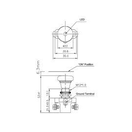Prekidač potezni ON-OFF 3pin M4 14VDC 10A + LED