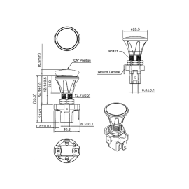 Prekidač potezni ON-OFF 3pin 14VDC 10A + zel. LED