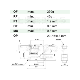 Prekidač mikro 10A 230VAC + kotačić 13mm Highly