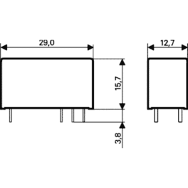 Relej 12VDC 12A 1xU 360R RTB14012 Schrack
