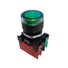 Tipkalo pritisno ravno LED 230VAC 1NC+1NO zeleno