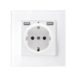 Utičnica P/Ž ŠUKO 16A + 2xUSB 2.1A; bijela + kutij