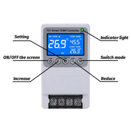 Termostat digitalni -19-120°C 230VAC 10A za šinu