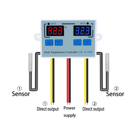 Termostat digitalni dupli -55-120°C 12VDC 10A