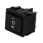 Prekidač vaga ON-OFF-ON 2x3pin 6A 250V mini crni