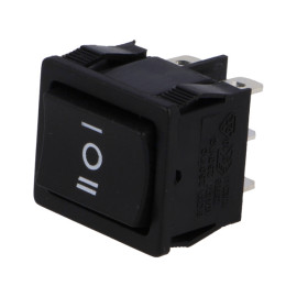 Prekidač vaga ON-OFF-ON 2x3pin 6A 250V mini crni