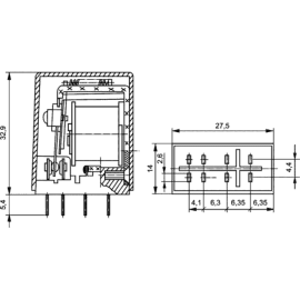 Relej 230VAC 10A 2xU(AC/DC) 21,47K R2M RELPOL 