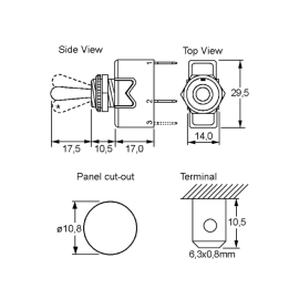 Prekidač KIP ON-OFF-ON 1x3pin 250V 16A IP67