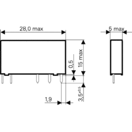 Relej 12VDC 6A 2xU 848R V23092-A1012-A301 Schrack