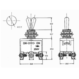 Taster KIP TSP 230VAC 10A (ON)-OFF-(ON) DPDT 2x3