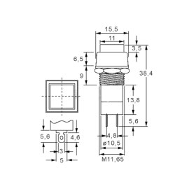 Taster potisni 125V 3A crni