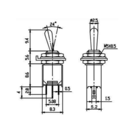 Prekidač KIP ON-OFF 1x3pin 230VAC 1A mini