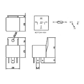 Relej auto 12VDC / 30A 1xU ±140mA