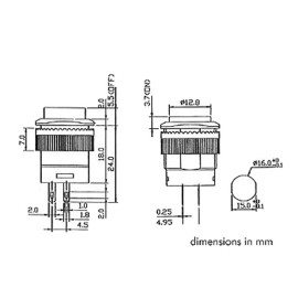 Taster potisni 0-(1) 250V 1,5A LED zeleni