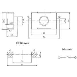 Taster SMD print ležeći 3,8x6x2,5mm 12V 0,05A