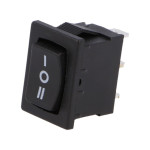 Taster vaga (ON)-OFF-(ON) 1x3pin 230VAC 6A crni