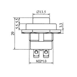 Taster potisni 12VDC 10A crni NO okrugli IP55