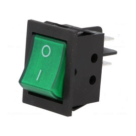 Prekidač vaga ON-OFF 2x2pin 15A 230V zelen s tinj.