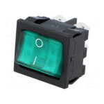 Prekidač vaga ON-OFF 2x2pin 10A 250V zelen s tinj.