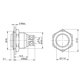 Taster potisni anti-vandal 36VDC 2A NO IP65; vijak