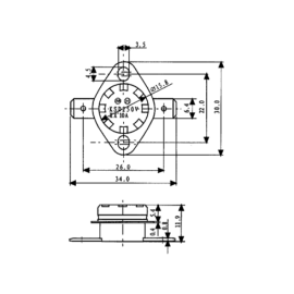 Termostat bimetalni NC zat.130°C/ot.160°C 10A 250V