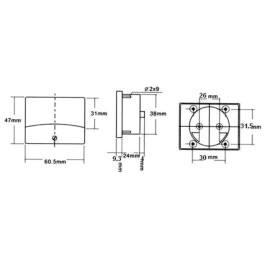 Instrument A-metar 10A DC 60x47mm ugradbeni