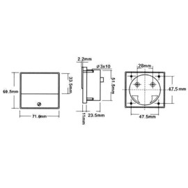 Instrument A-metar 15A DC 70x60mm ugradbeni