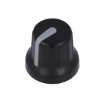 Dugme potenciometra 16/6 mm plast; crno-sivo