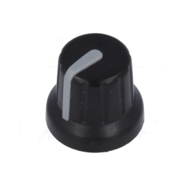 Dugme potenciometra 16/6 mm plast; crno-sivo