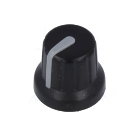 Dugme potenciometra 16/6 mm plast; crno-sivo