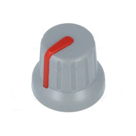 Dugme potenciometra 16/6 mm plast; sivo-crveno