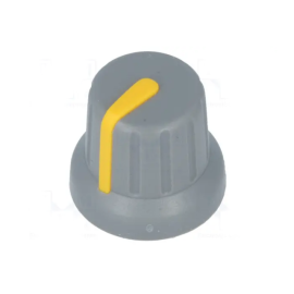 Dugme potenciometra 16/6 mm plast; sivo-žuto