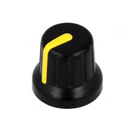 Dugme potenciometra 16/6 mm plast; crno-žuto