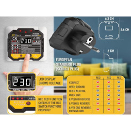 Digitalni tester šuko utičnica 230VAC PCWork PCW06