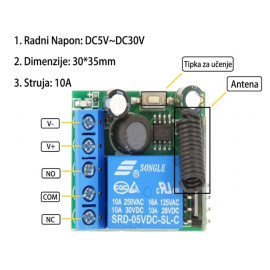 RF prijemnik/predajnik 433MHz 5-30VDC 30x35mm KT03