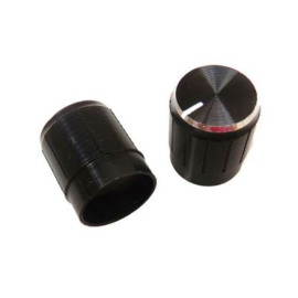 Dugme potenciometra 6mm crno 15x17mm; alu + pvc