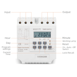 Timer digitalni KG317T trofazni 380V 3x16A za šinu