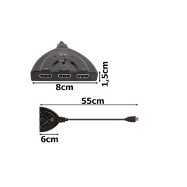 Razdjelnik 3x IN HDMI (Ž) na 1x OUT HDMI (M) 4K