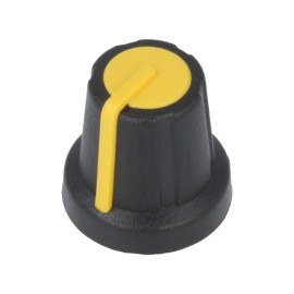 Dugme potenciometra 16/6mm plastično crno-žuto