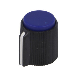 Dugme potenciomentra 13/6mm plastično; crno-plavo